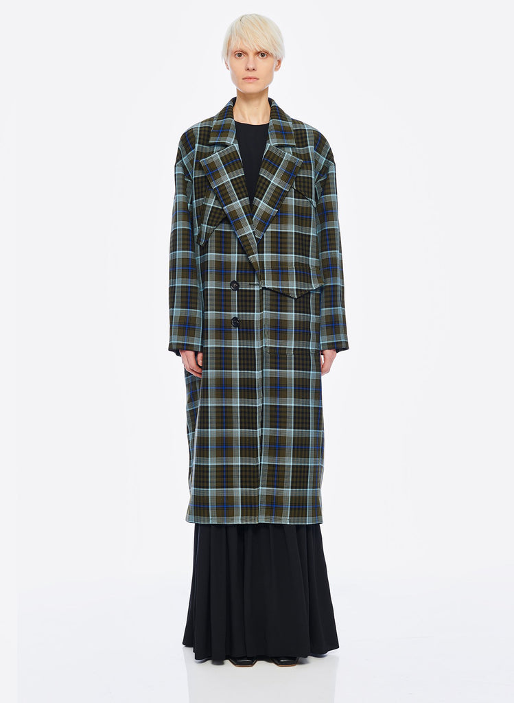 plaid maxi coat