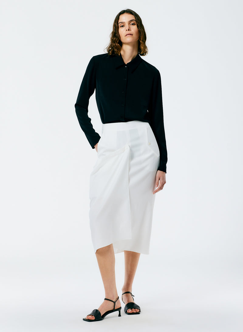 티비 스커트 Tibi Lancaster Lyocell Draped Skirt,Ivory