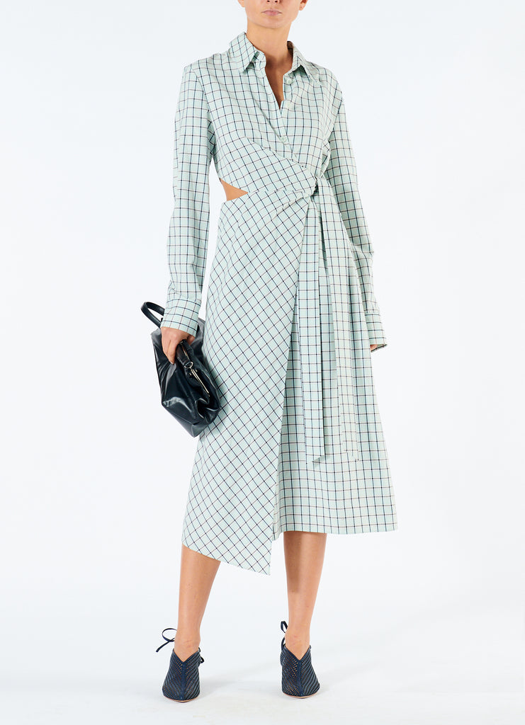 tibi wrap midi dress