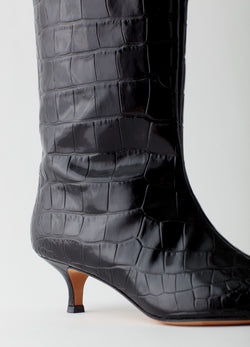 black croc embossed boots