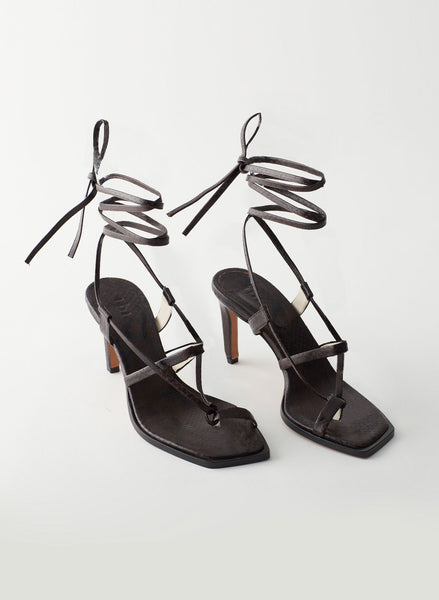 Snakeskin Strappy Sandal  Heel  Tibi com Tibi Official