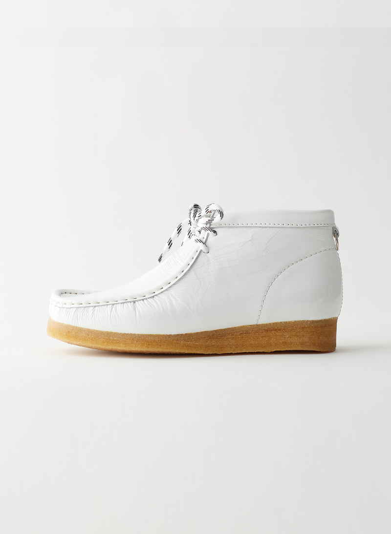 white leather clarks wallabees