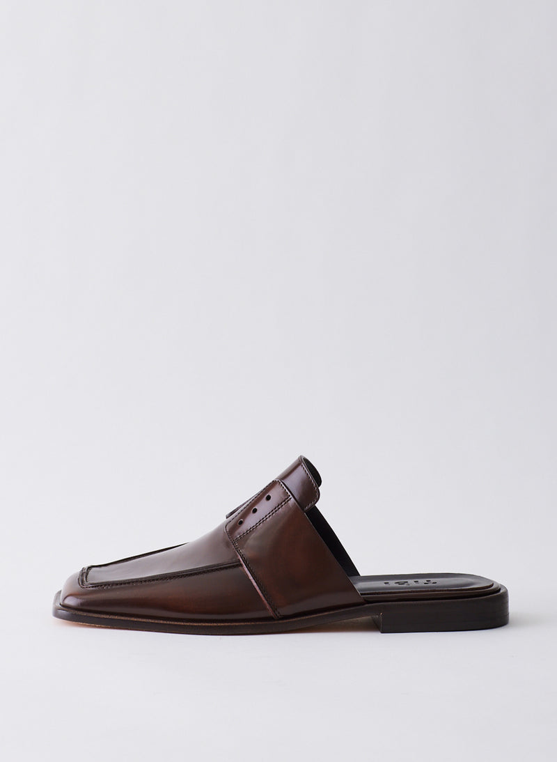 티비 Tibi Pedro Slide Square Toe Loafer,Brown