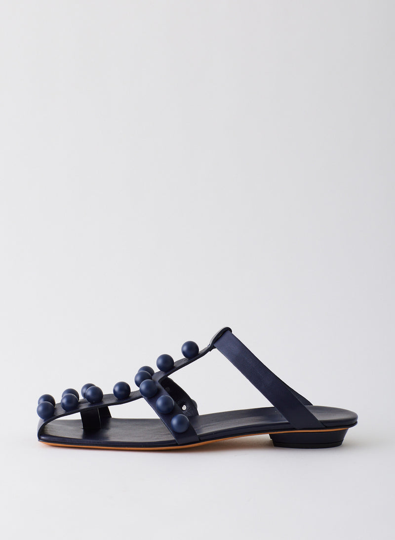 티비 Tibi Dex Studded Nappa Sandal,Navy