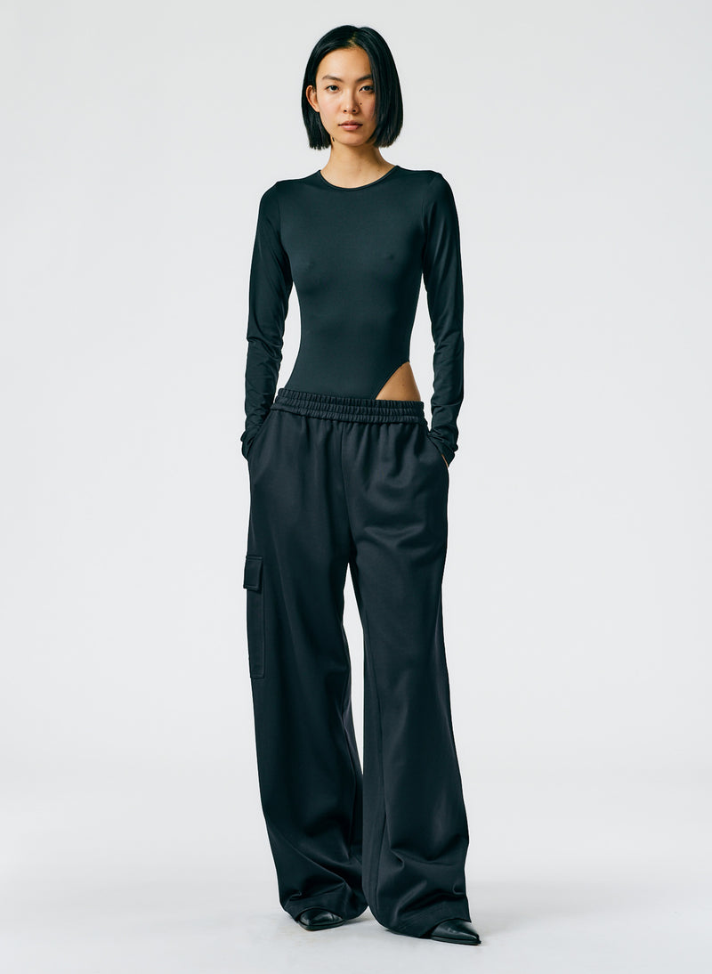 티비 Tibi Active Knit Wide Leg Pull On Pant,Black