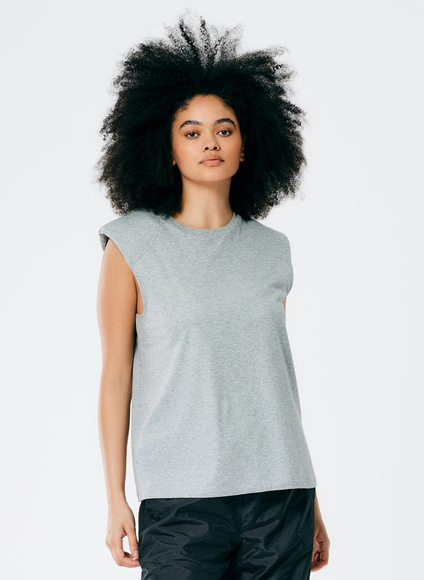 Padded Shoulder Sleeveless Top – Tibi Official