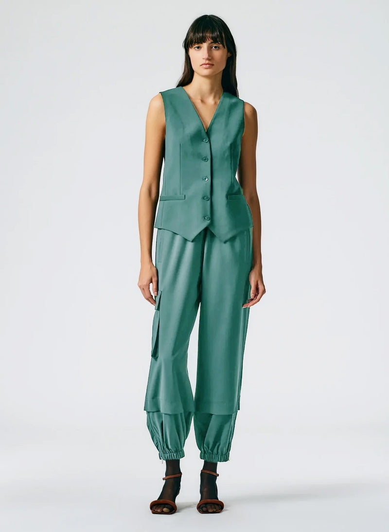 티비 Tibi Tropical Wool Pull On Wilt Jogger – Long,Dark Mint