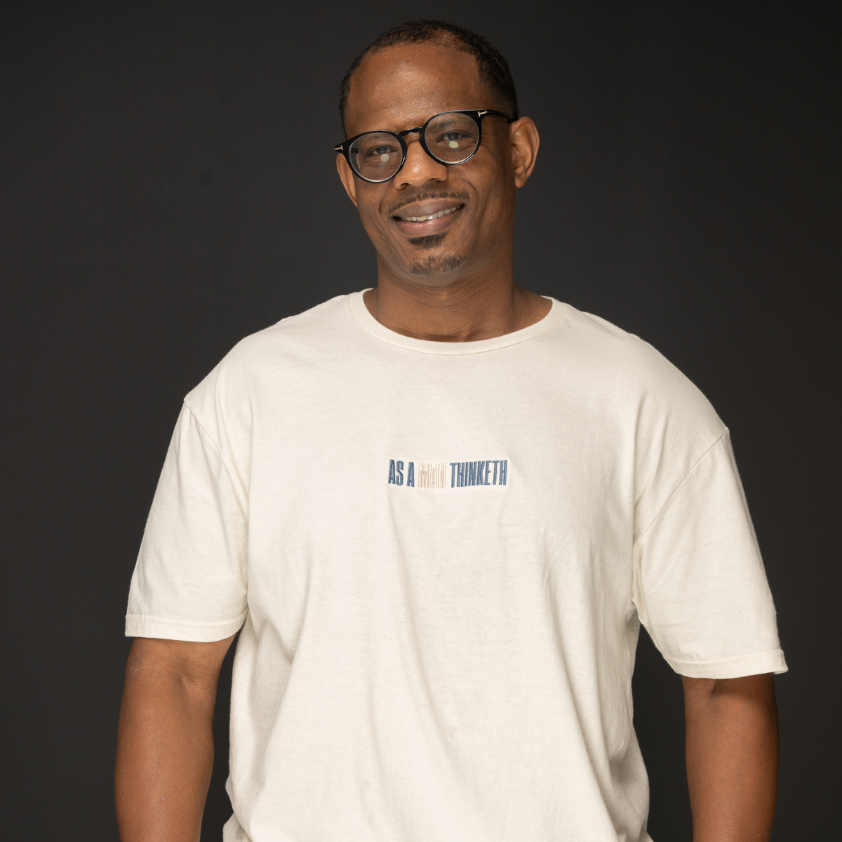 As a Man Thinketh T-Shirt – Cream and Blue