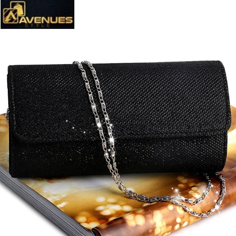 Glitter Evening Handbag Women Clutch Party Clutch Bag Ladies Wedding Party  Prom Handbag Wallet with Chain