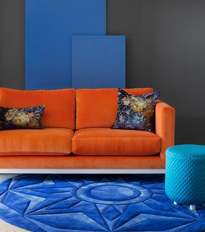 Orange and Blue Lounge and Rug