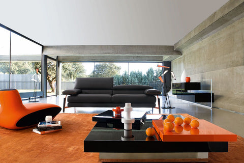 Contemporary Grey and Orange Lounge Room
