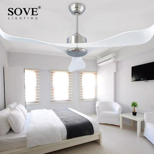 Sove Modern Ceiling Fans Without Light Remote Control White Plastic Blade Bedroom 220v Ceiling Fan Ventilateur De Plafond