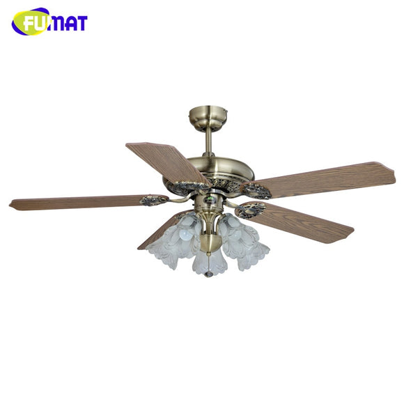Fumat Ceiling Fans European Style Brief Led Light Vintage Remote Control 52 Inch Glass
