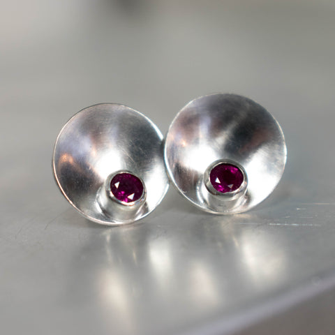 ruby satellite earrings