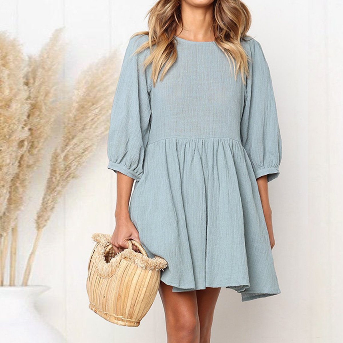 Half Sleeve A-Line Casual Slim Fit Mini Dress