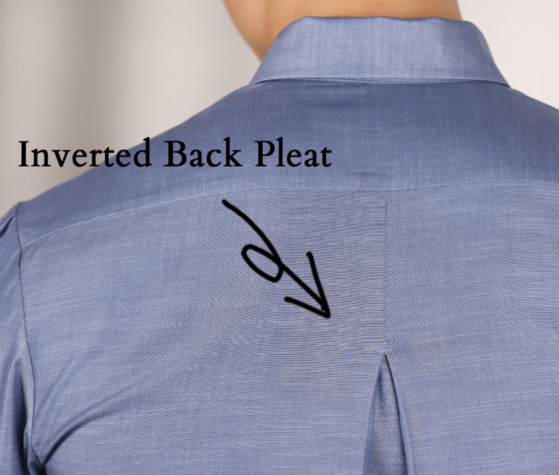 Blue Chambray Shirt Inverted Pleat Detail