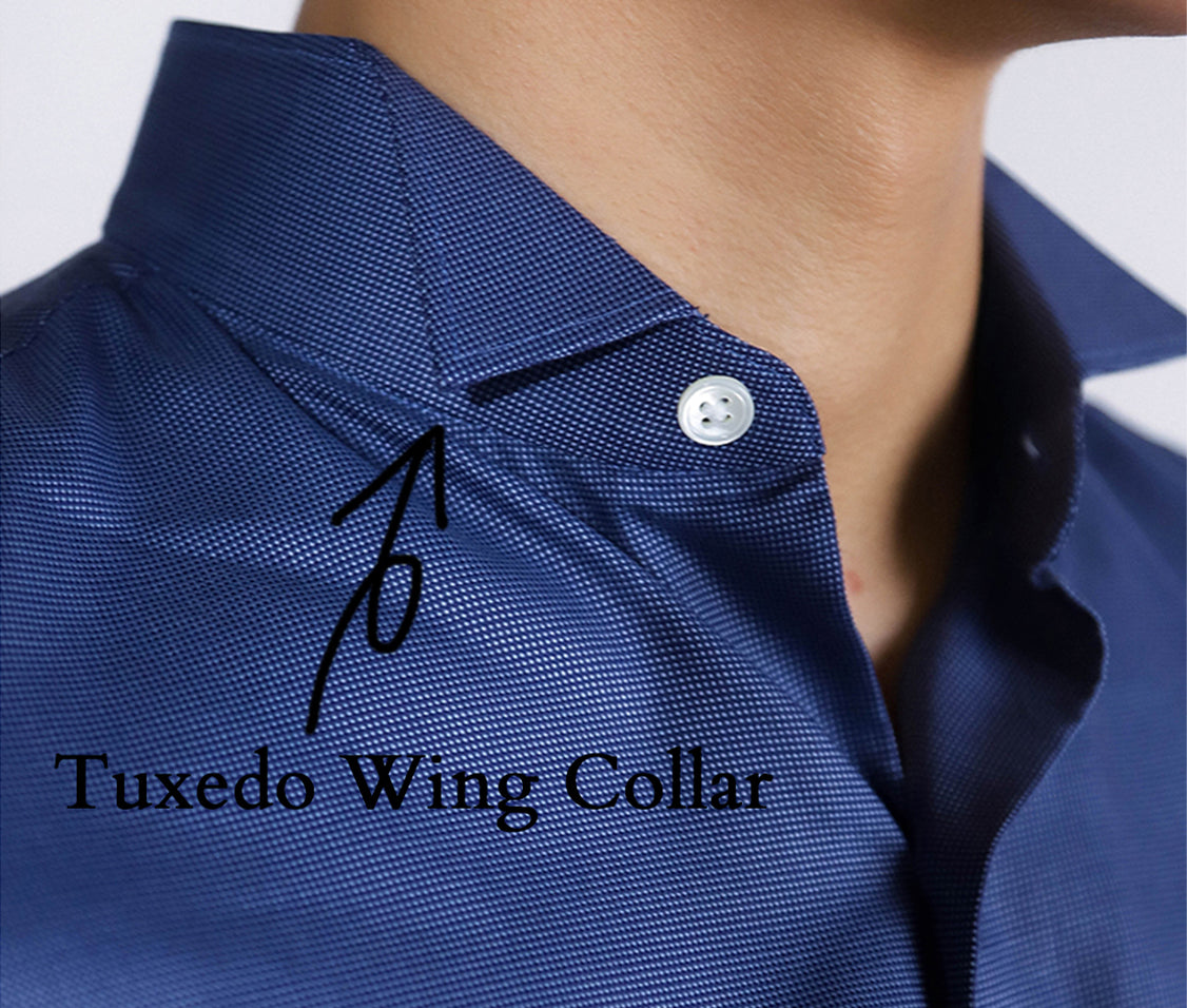 tuxedo wing collar shirt detail