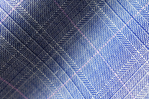 Scabal Londoner Super 140s Wool Suiting Fabric Blue Checks