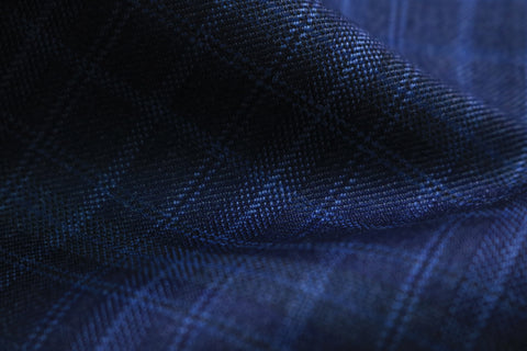 Scabal Galaxy Super 110s Wool Suiting Fabric Blue Checks