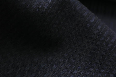 Scabal Galaxy Super 110s Wool Suiting Fabric Blue Charcoal Stripes