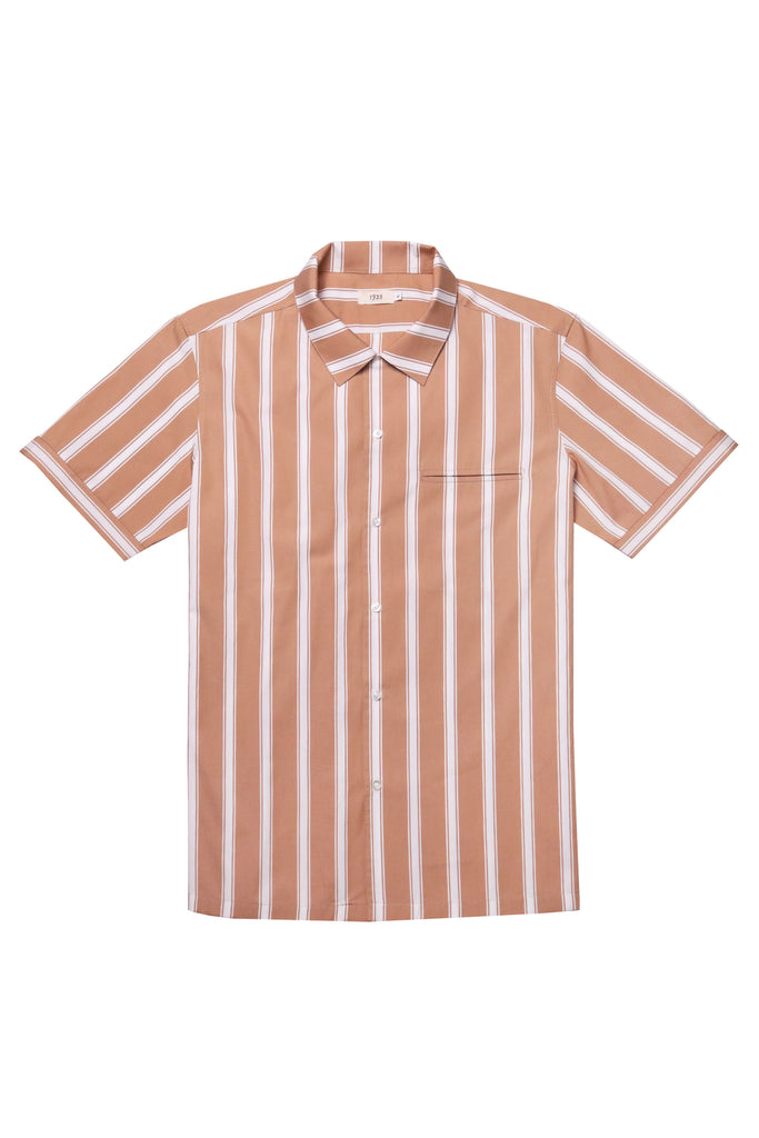 Copper & Oak Men's Short Sleeve Crew Neck Striped Cotton Shirt (Fire  Stripe, M) 