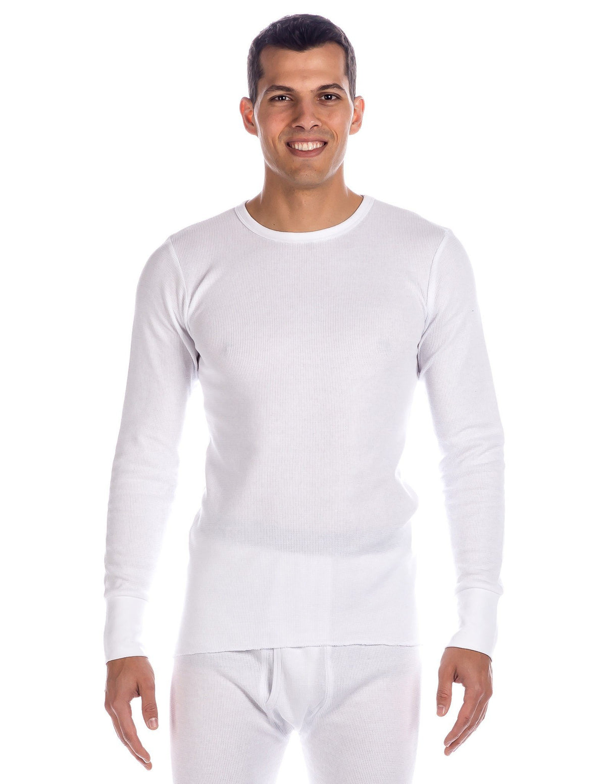 Men's Classic Waffle Knit Thermal Crew Top - White