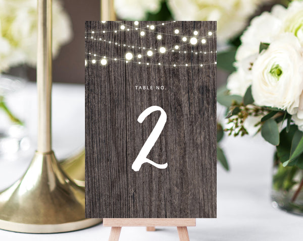 Rustic Wedding Table Numbers W01 Paperandthings