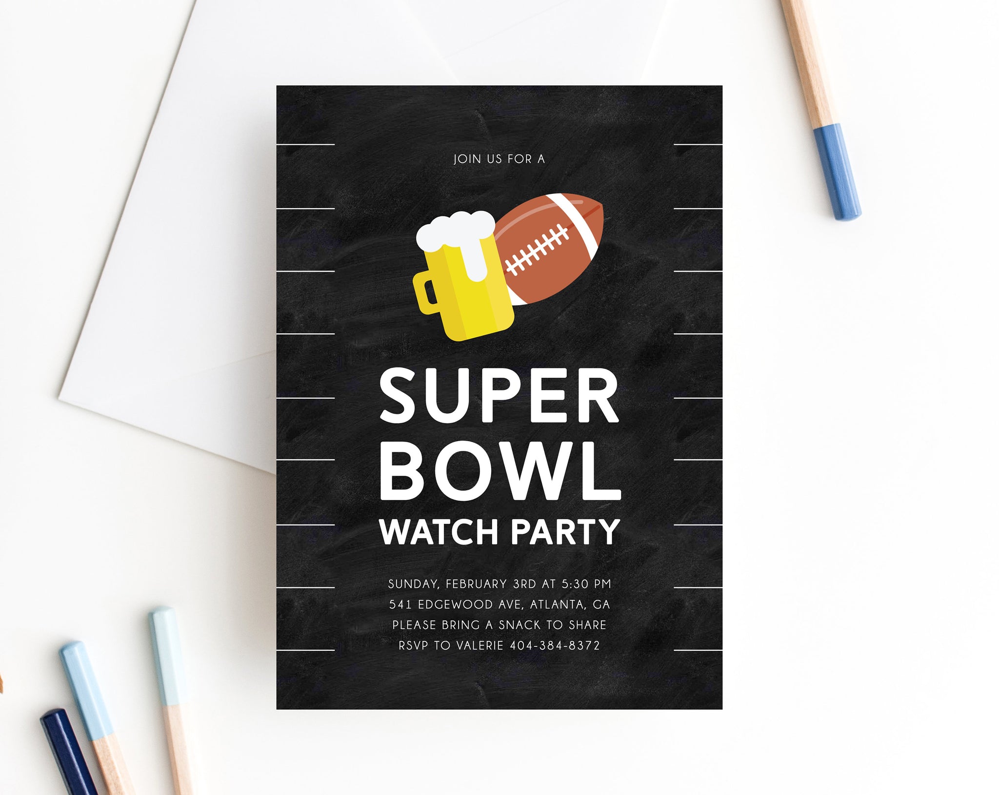 Super Bowl Watch Party Invite Template, Printable Super Bowl Party Inv