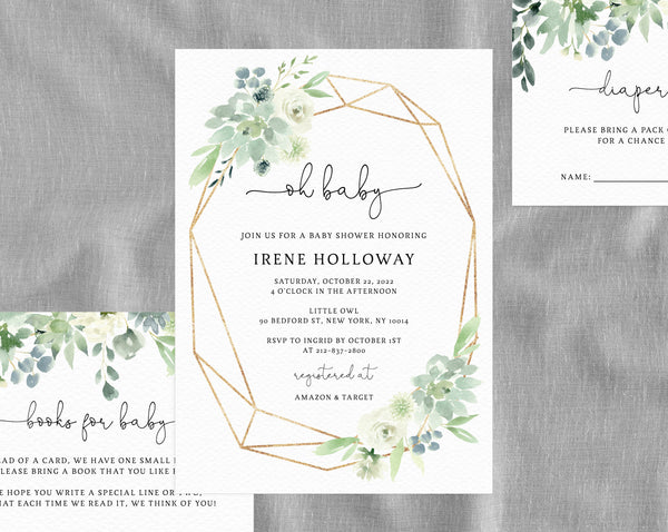 Succulent Baby Shower Invitation Template Printable Baby Shower