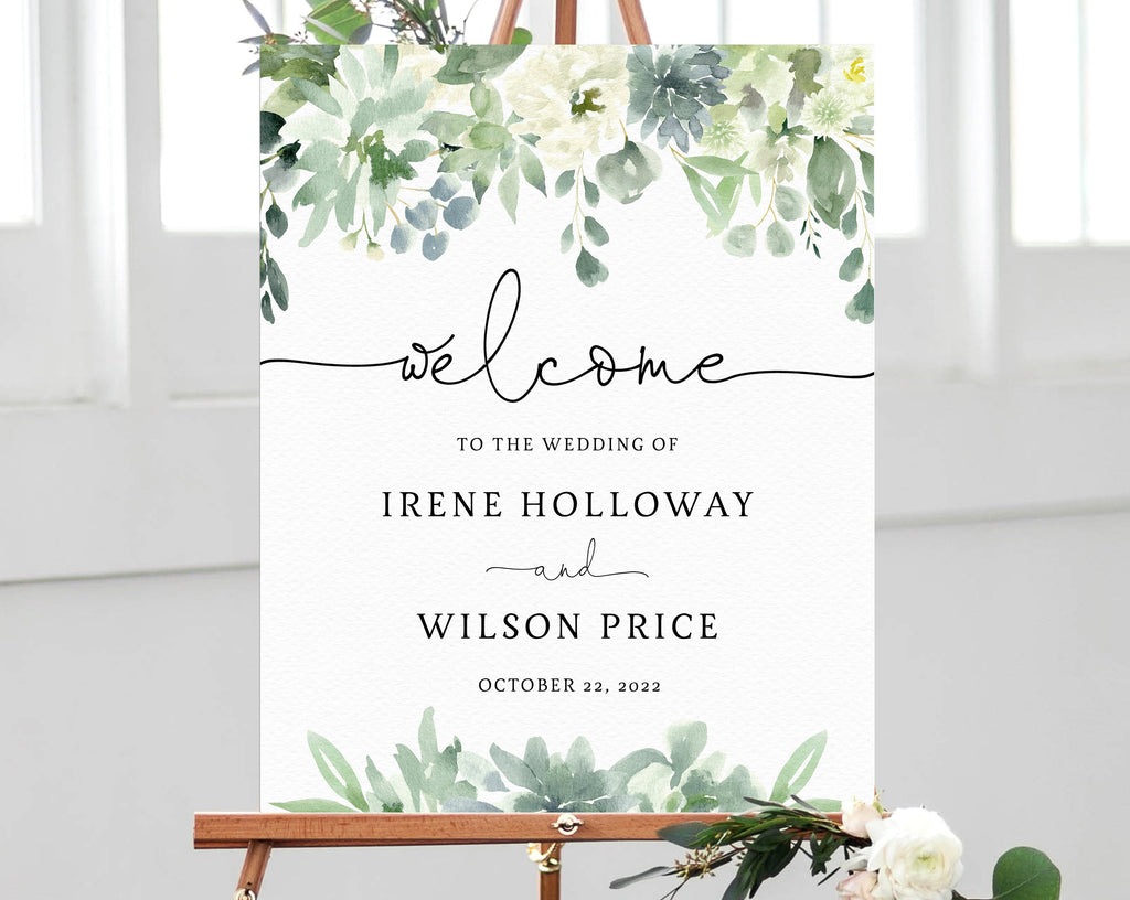Succulent Wedding Welcome Sign Template, Welcome to the Wedding Printa |  paperandthings
