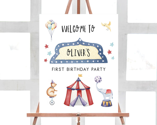Circus Welcome Sign Template, Printable Carnival Themed Party Welcome Sign, Circus Themed Signs, Editable, Templett