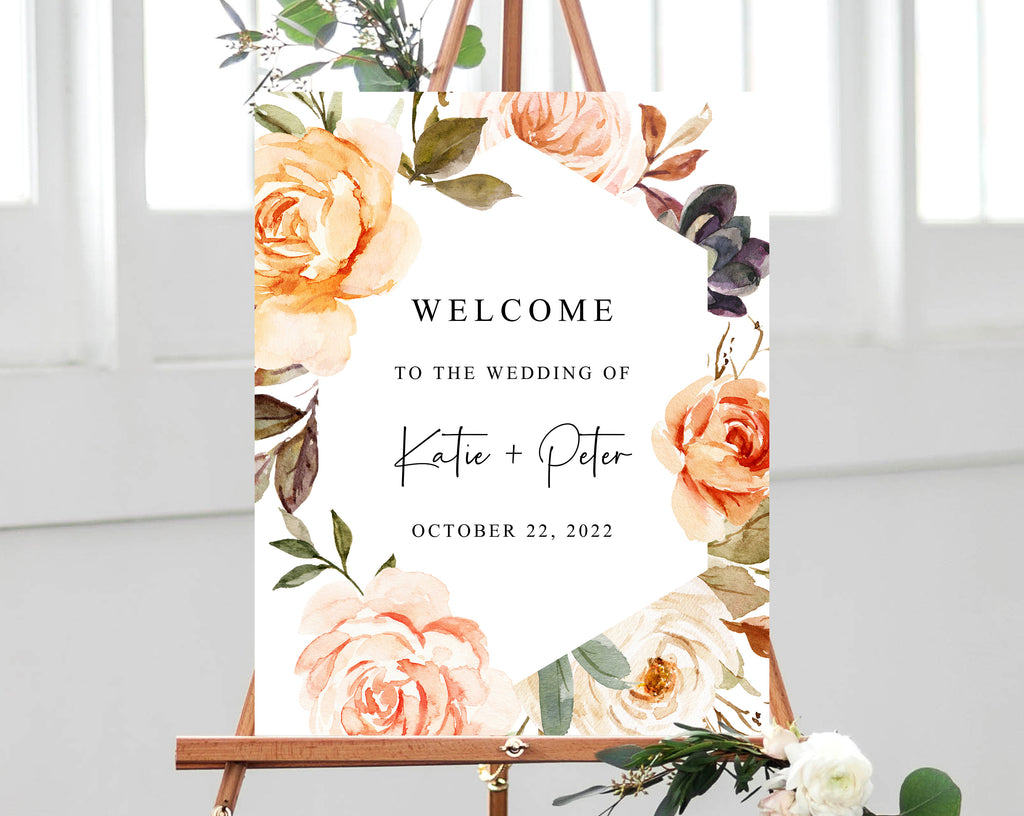 Warm Floral Wedding Welcome Sign Template, Welcome to the Wedding Prin |  paperandthings