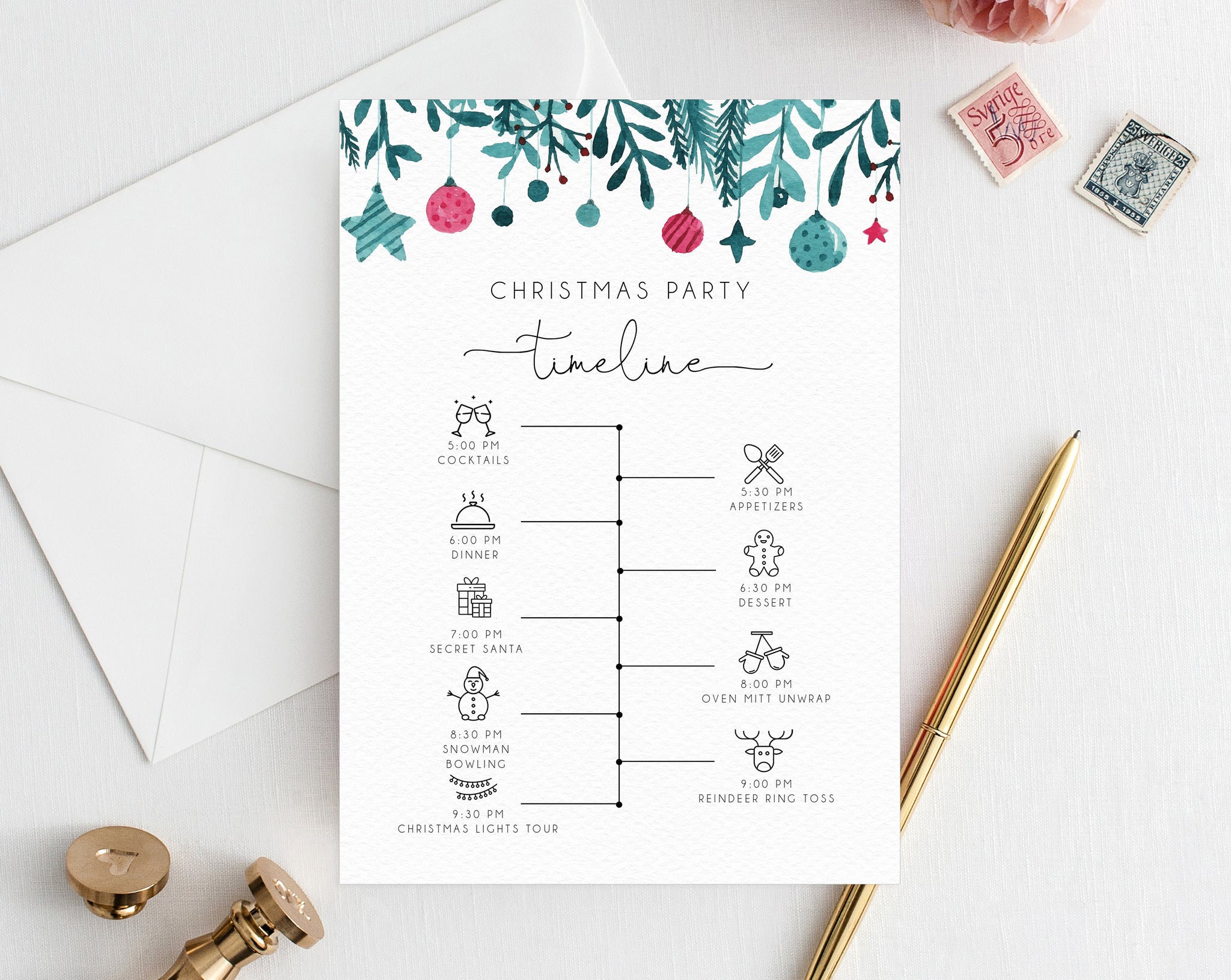 Christmas Party Itinerary Template, Christmas Party Timeline, Holidays