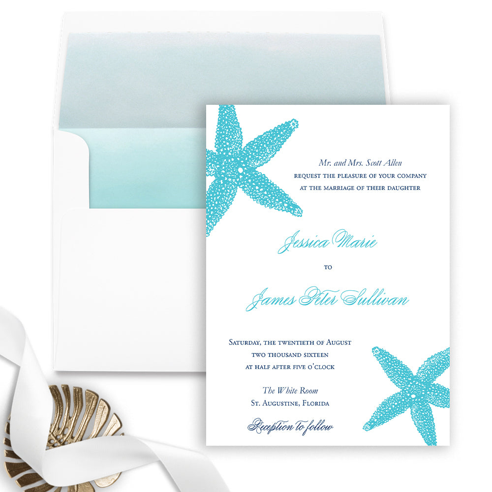 Starfish Beach Wedding Invitation Flat Printing Sample