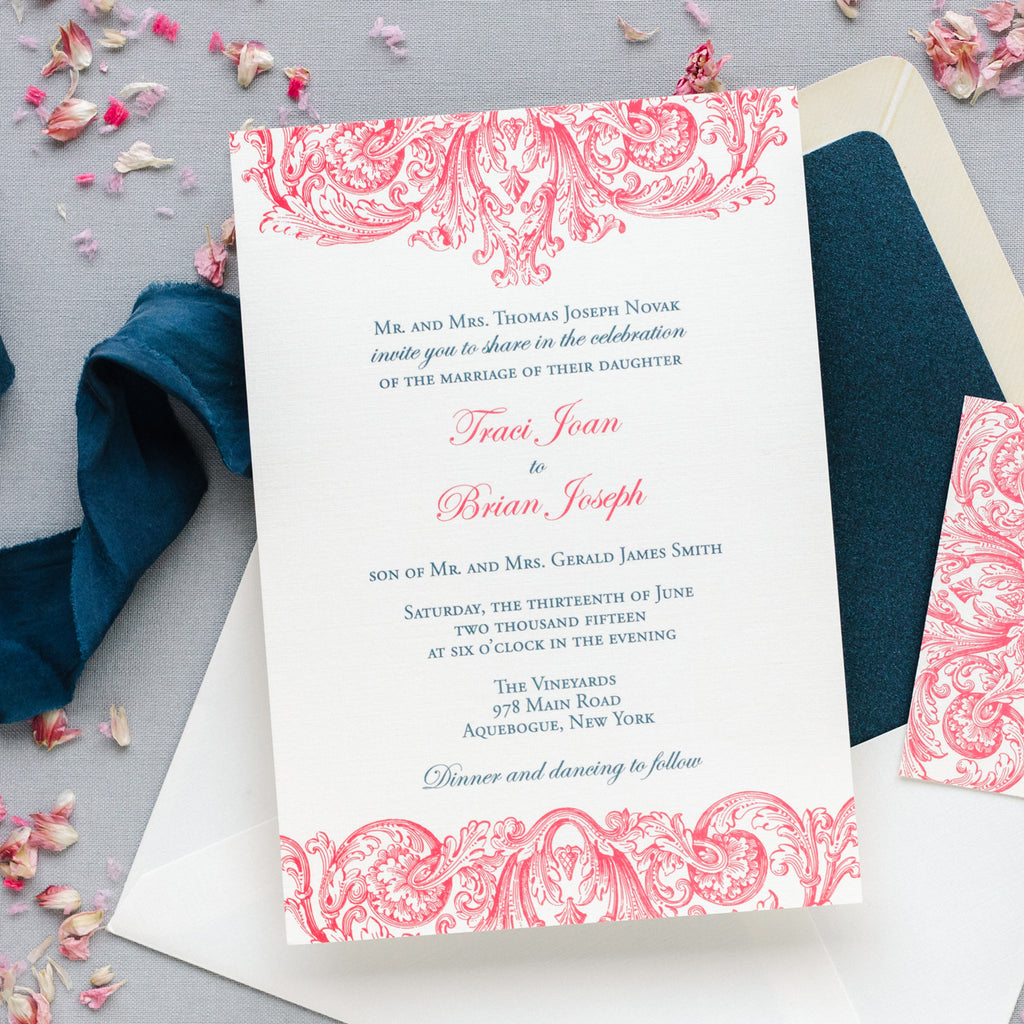 Vintage Romantic Wedding Invitation - Thermography - Sample – Blush Paperie