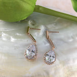 Bridal Cubic Zirconia Tear Drop Earrings, 18K Plated | Fashion Jewellery Outlet