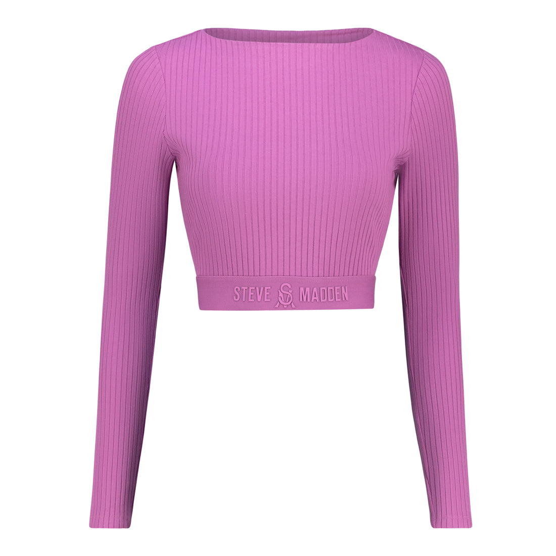 AVA RIB BOATNECK CROP TOP WITH LOGO ELASTIC PINK – Steve Madden South ...