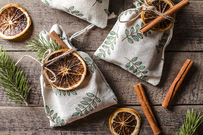 Recycled textile spice pouches