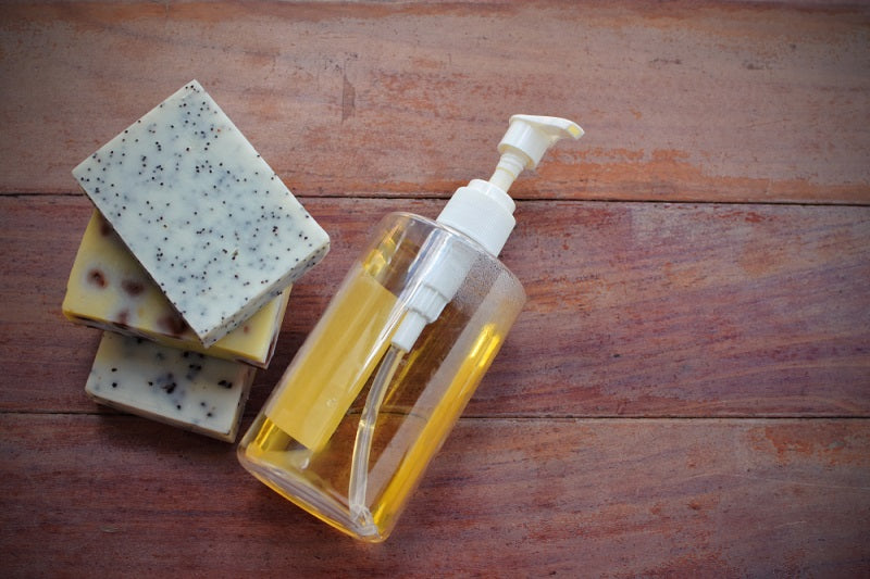 homemade of soap bar and refill soap bottle