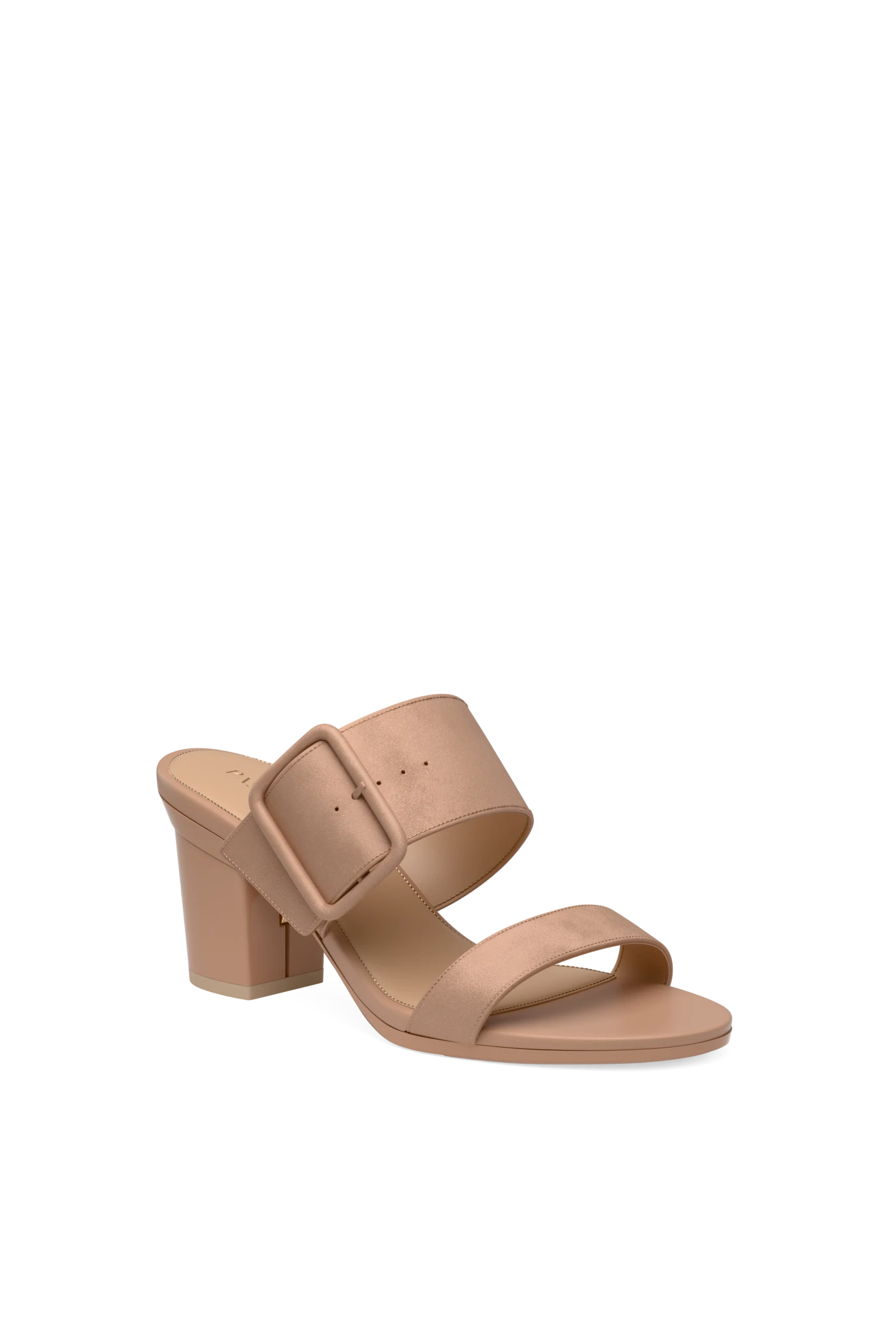 The Buckle Slide - Latte Suede 3 Block