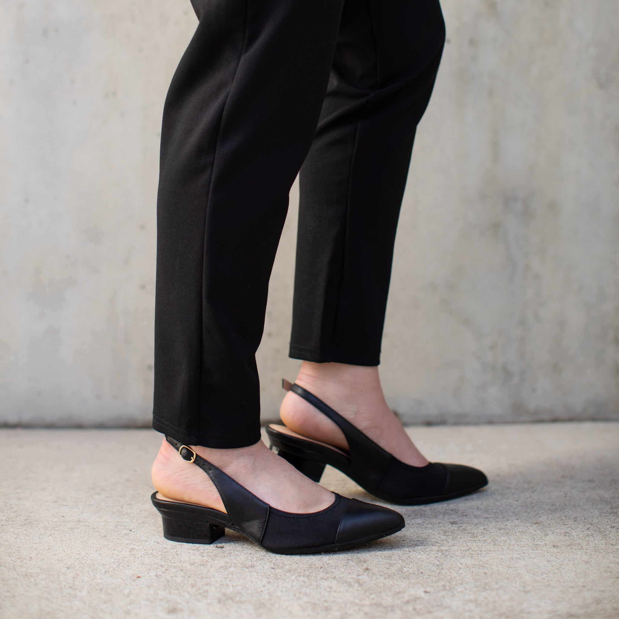 Heels, Delaine Square Toe Slingback Medium Heel Court Shoes