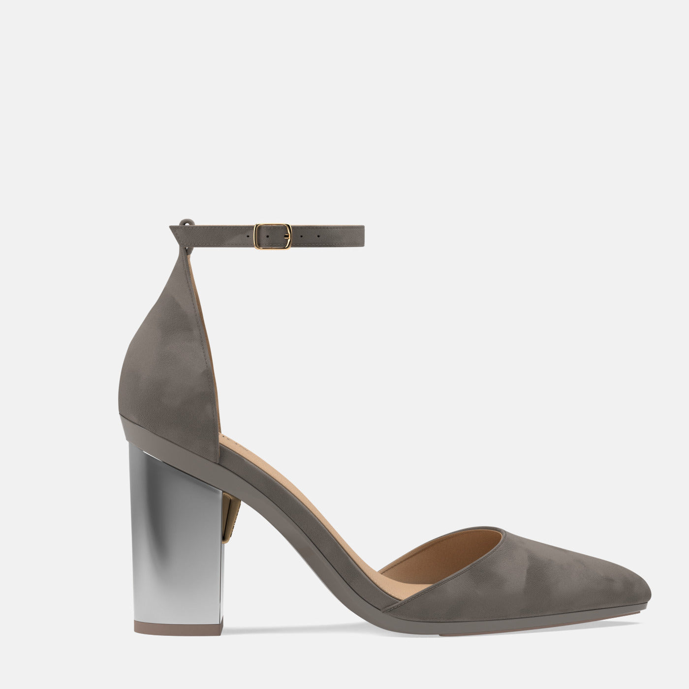 SKYE STRAPPY BLOCK HEELS WITH BUCKLE IN GREY SUEDE – Where's That From UK