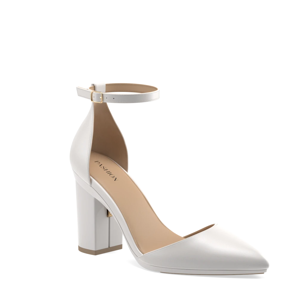 The D'Orsay - White Satin + Block Heel Kit 4 White