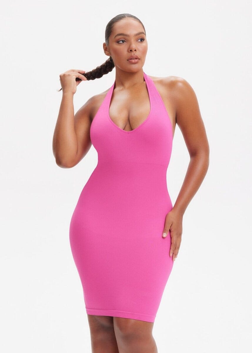 Shapewear Dress V-Neck Long Sleeve