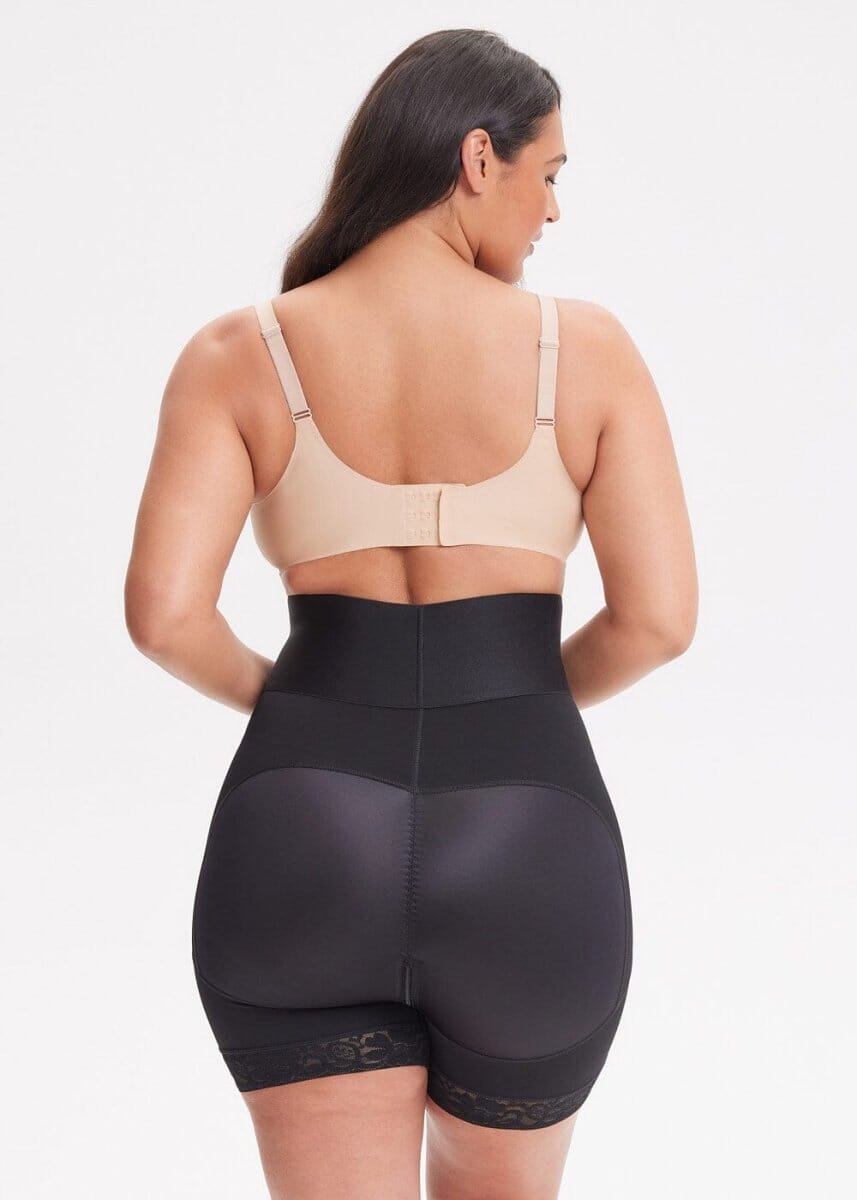 Shapewear & Fajas-High Waisted Gusset Opening With Hooks Anti-Slip Grip  Adjustable Straps Waist Hip Smoothing Design Panty Plus Size Body Suit 