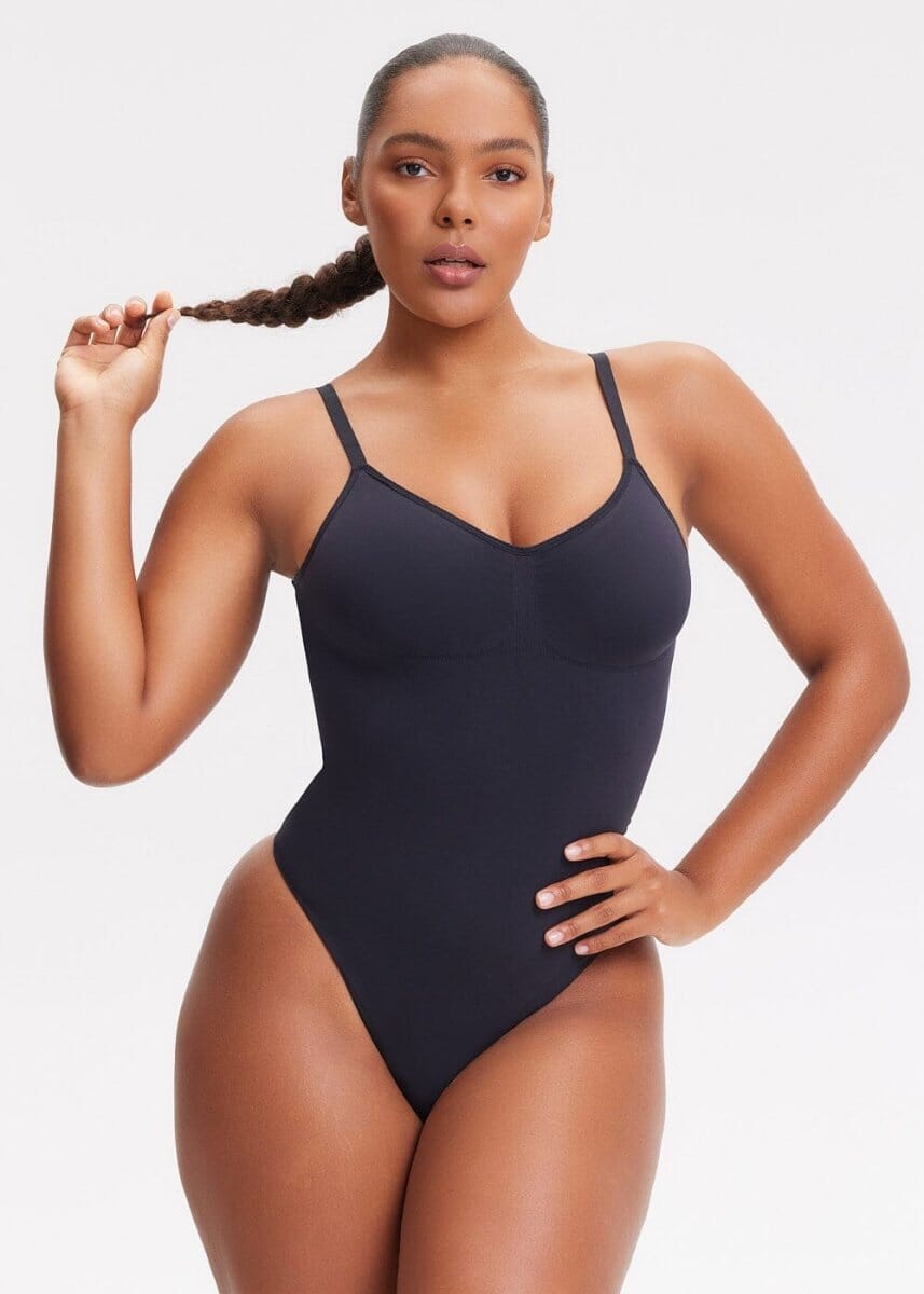 Shapewear Bodysuit Thong for Women Thong Body Shaper Slimming Bodysuit with  Built in Bra Deep V Butt Lifter (Black, XL) : : Clothing, Shoes &  Accessories