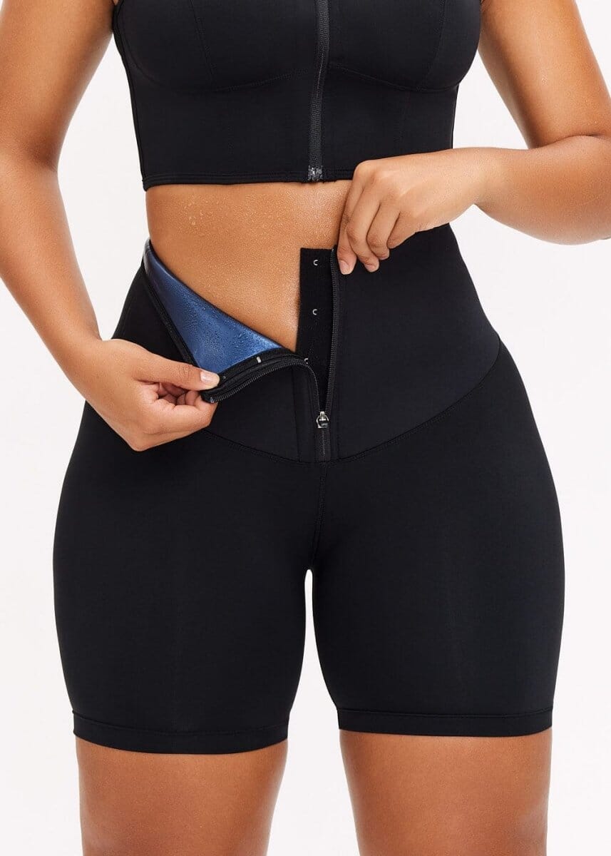 LowProfile Sweat Waist Trainer for Women Weight Loss Tummy Control Workout  Leggings Shorts Body Shaper Shapewear Black