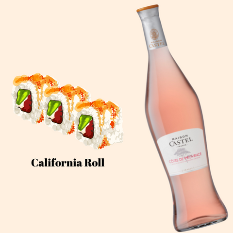 Maridaje de California Roll con vino rosado de Provenza