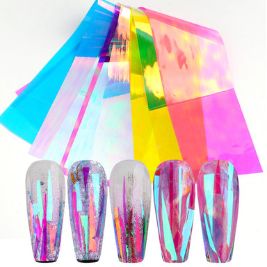 Broken Glass Nail Foil Effect Stickers Shattered Holographic Angel Paper  Wraps | eBay