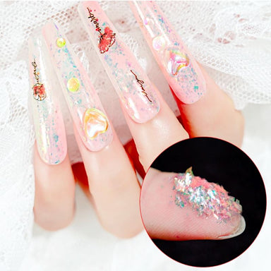 Holographic Nail Art Foil Flakes, 12Grids Colorful Algeria